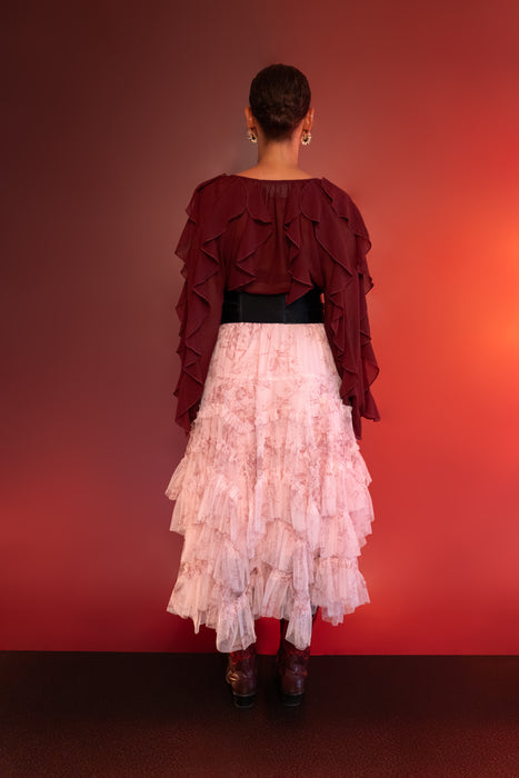 FALDA TUL PLISADA ROSA