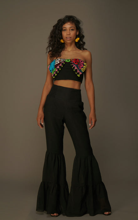 TOP DE MOÑO TEXTIL NEGRO